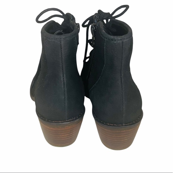 NWOB Black Lucky Brand Idril Nubuck Lace Up Ankle Short Booties - Picture 9 of 11